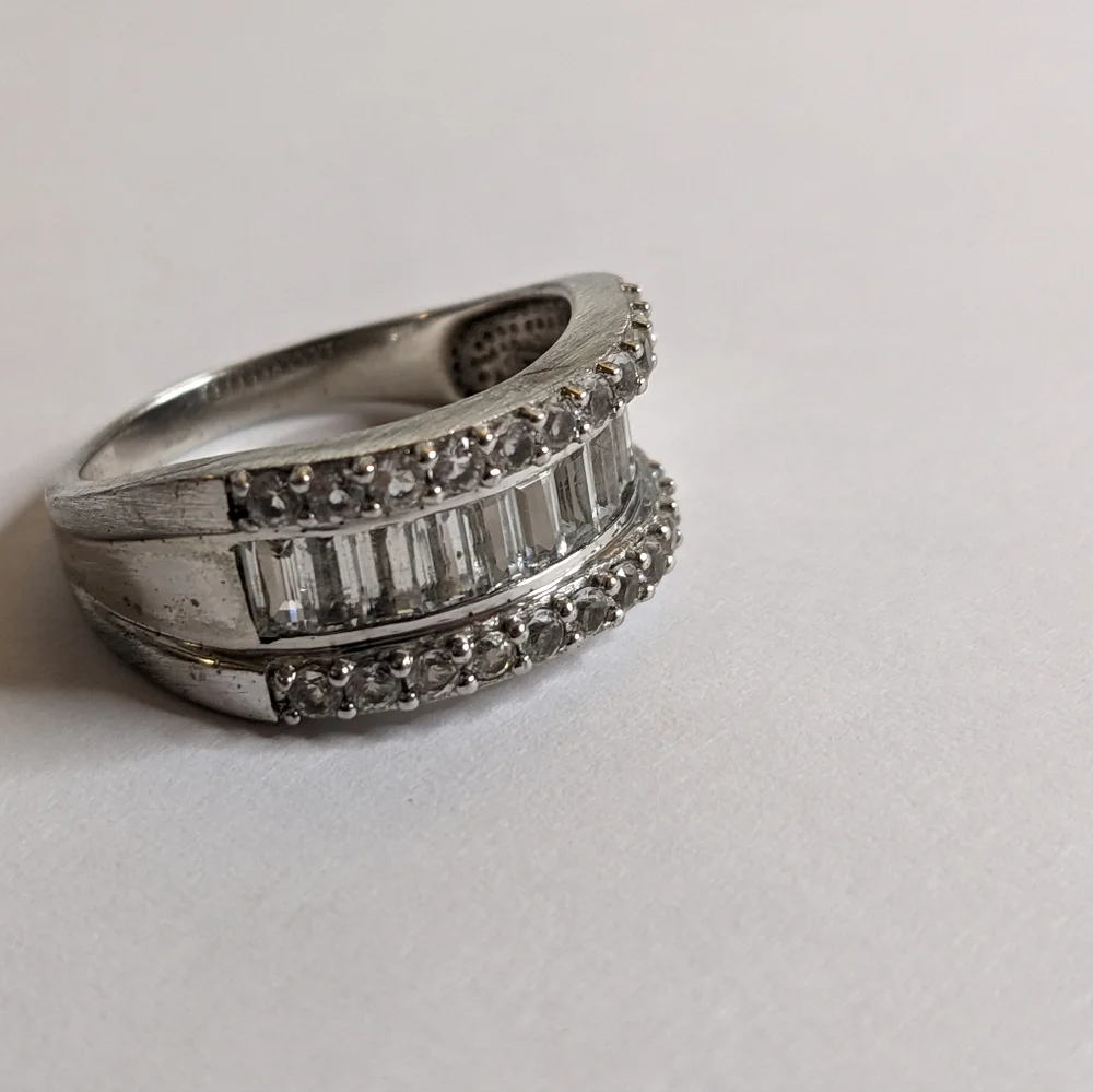 Sterling Silver Spinel Ring – Baguette & Round Cut  Size 10‎ Signed 925 Thailand